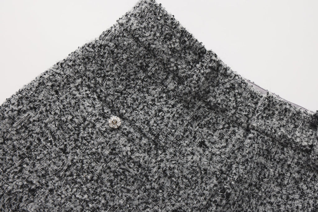 Gray Looped Woolen Shorts