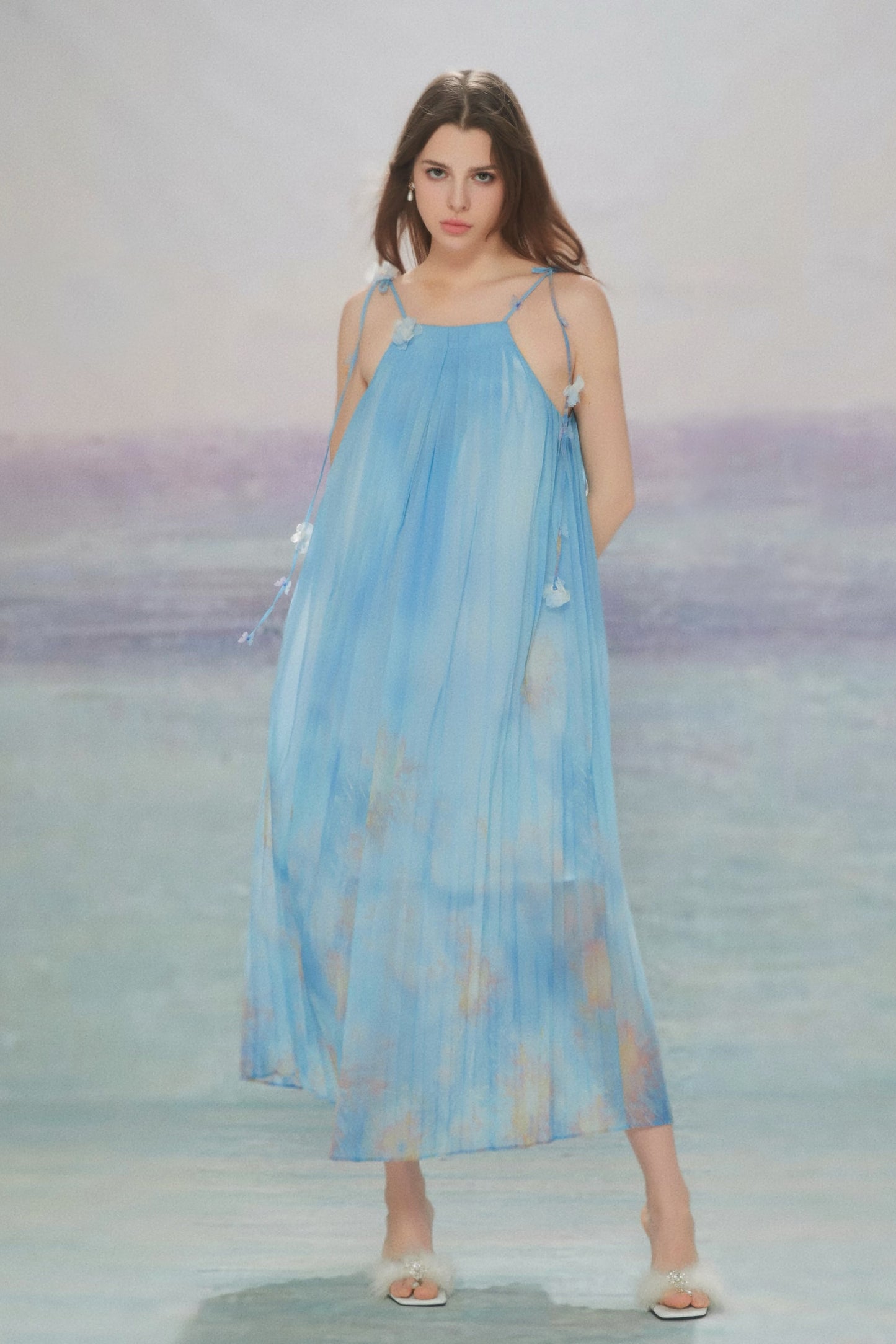BLUE PRINTED DRESS
