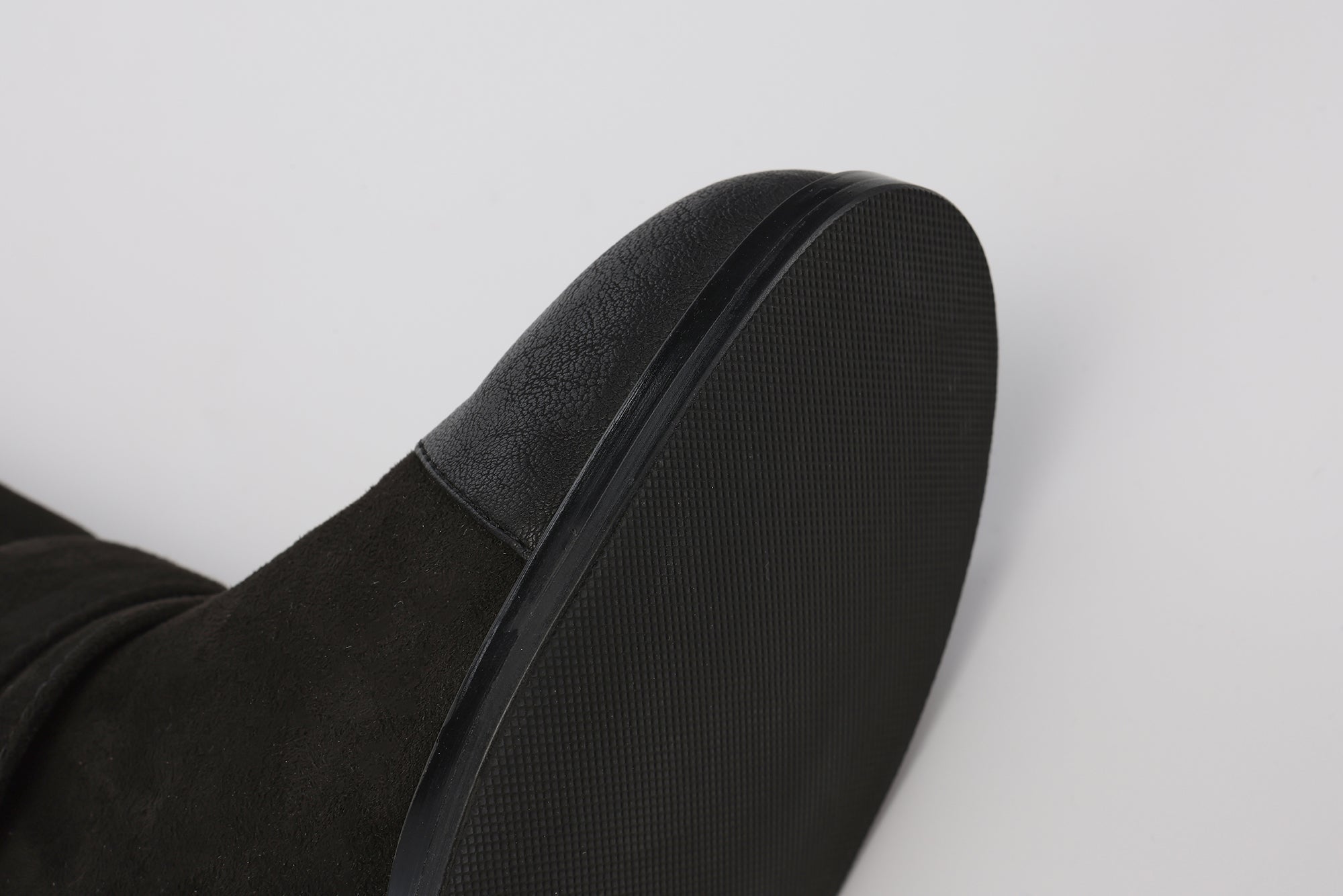 Black Metal-Buckled Knee-High Boots