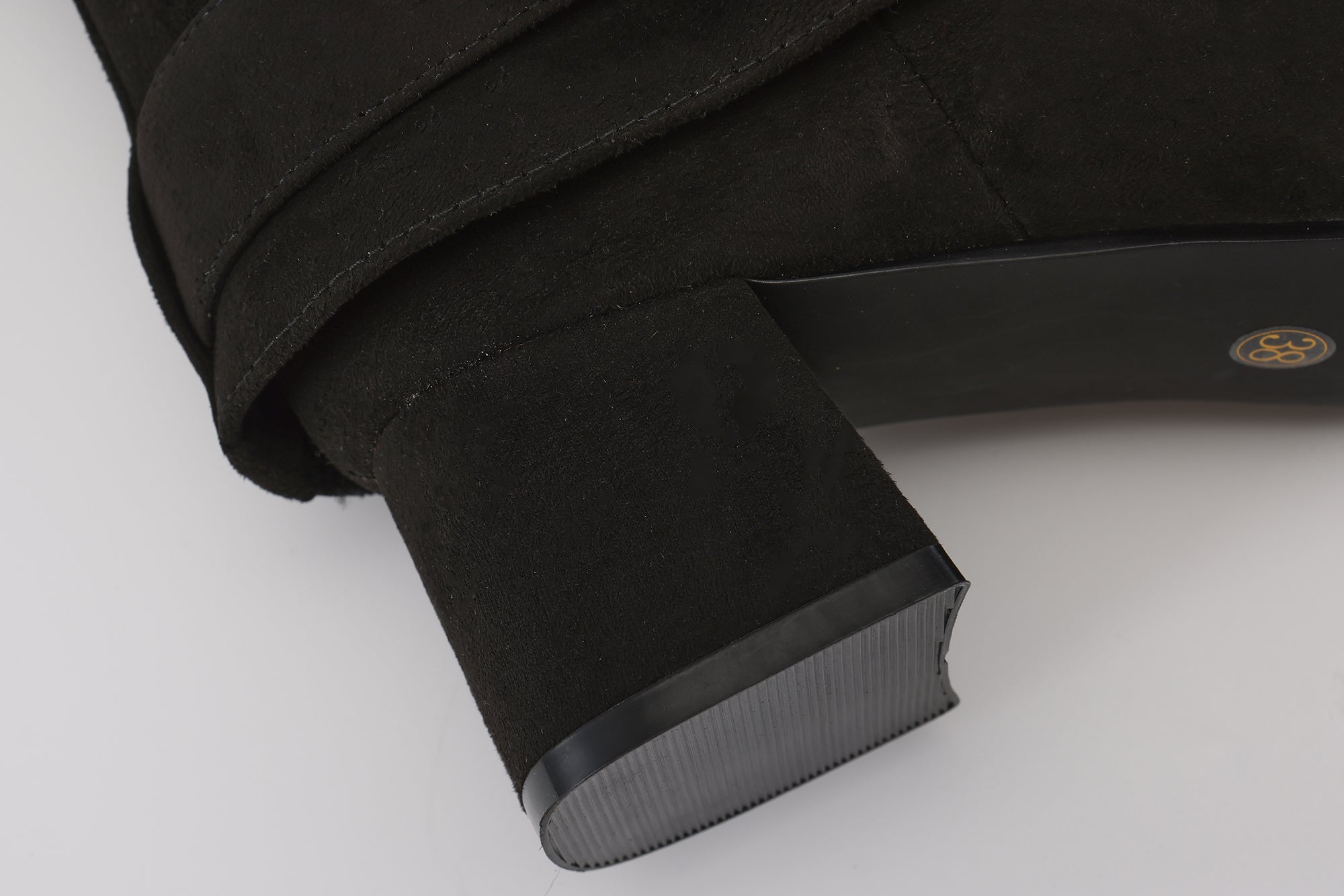 Black Metal-Buckled Knee-High Boots