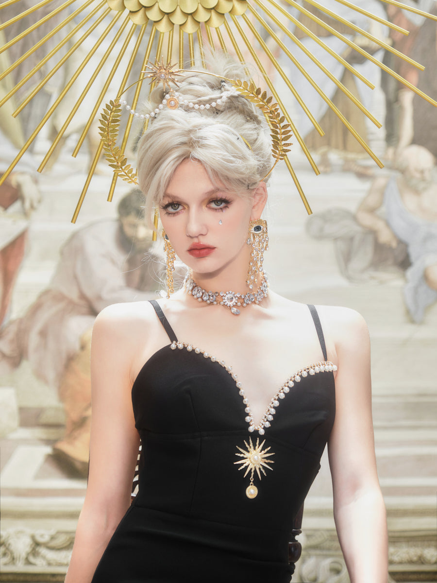 BLACK KNIT SHORT DRESS