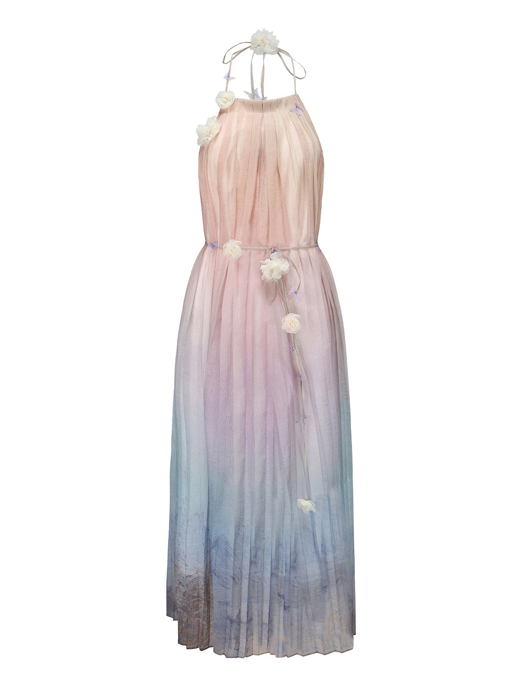 COLOR PRINTED HALTER DRESS