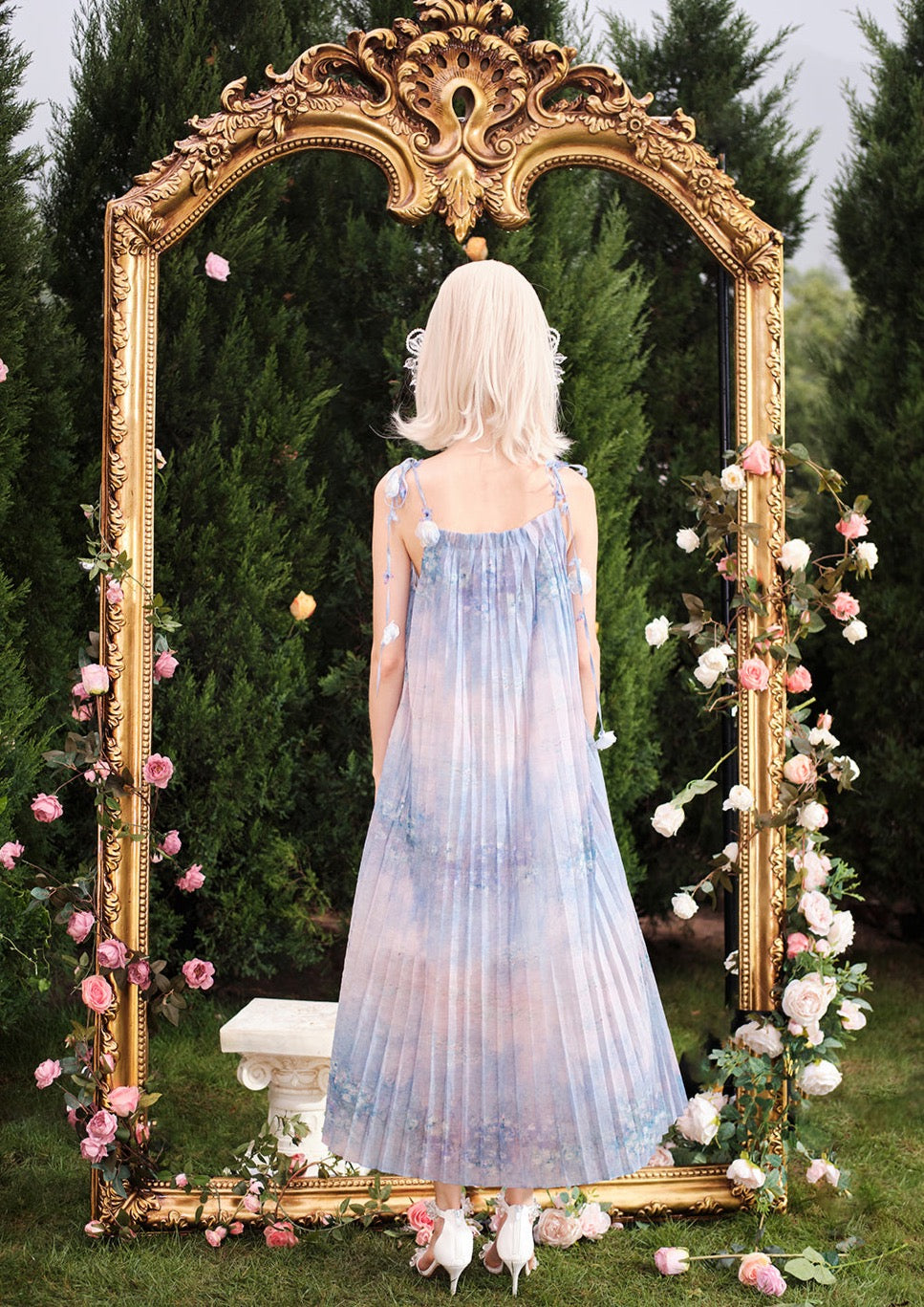 BLUE PRINTED MAXI DRESS