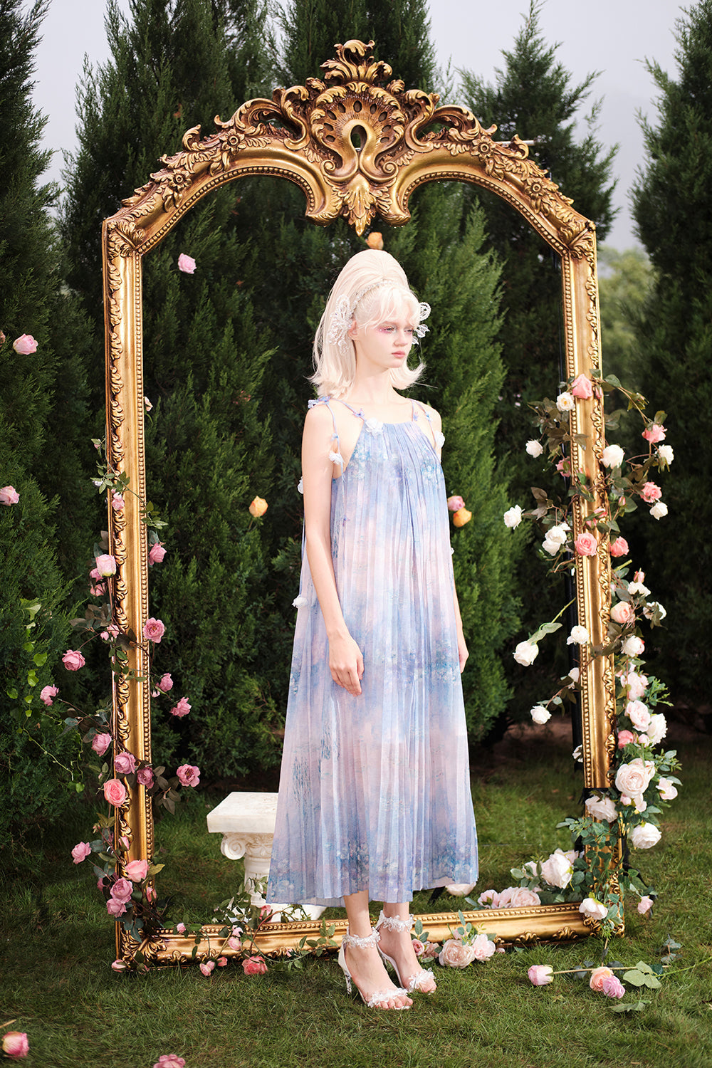 BLUE PRINTED MAXI DRESS