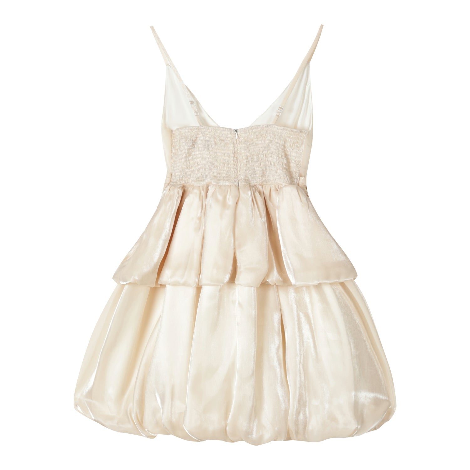 LIGHT CHAMPAGNE AQUA SATIN CAKE DRESS