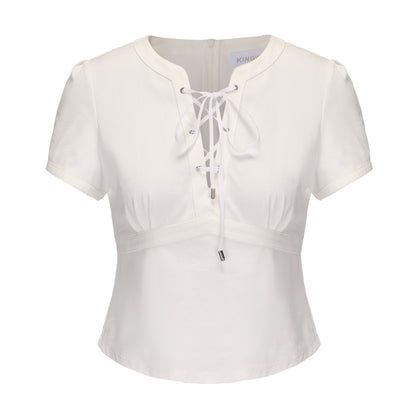 White V-neck Top