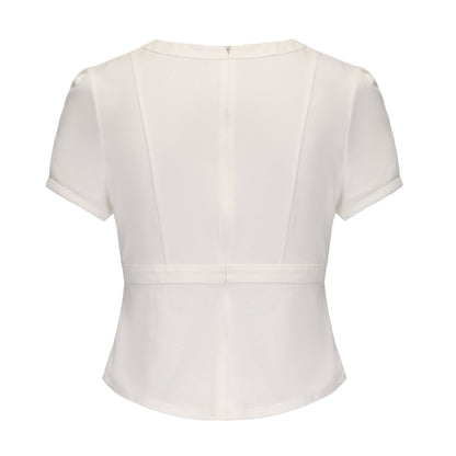 White V-neck Top