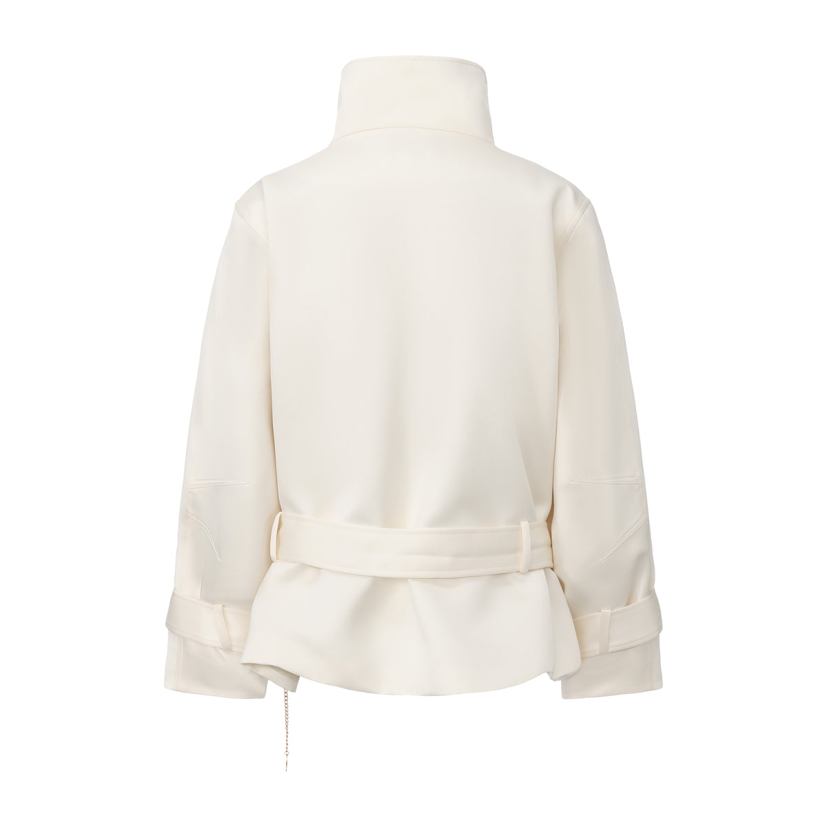 White Stand Collar Double-Breasted Chain Trench Coat