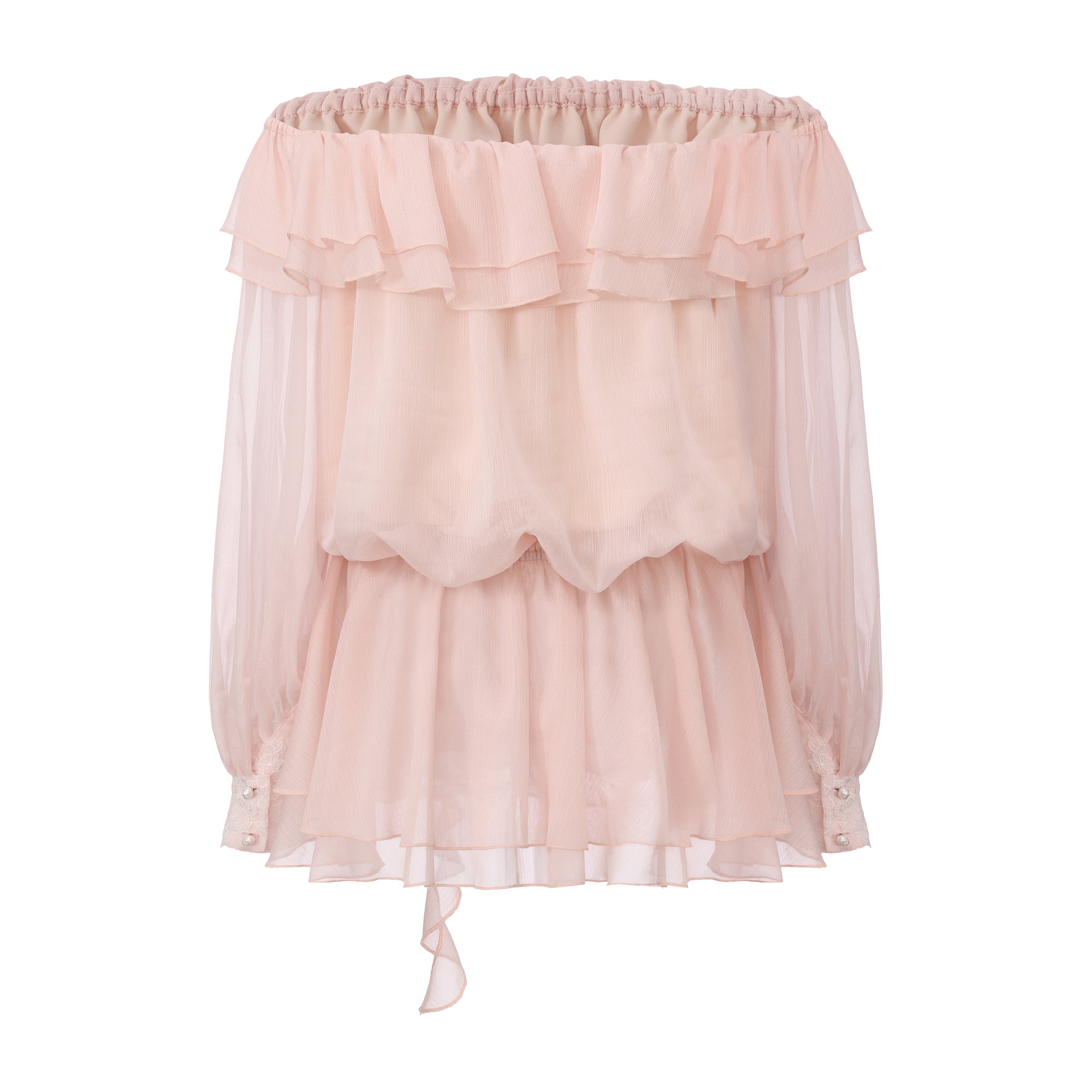 Pink Shimmering Iris-Patterned Long-Sleeved Top