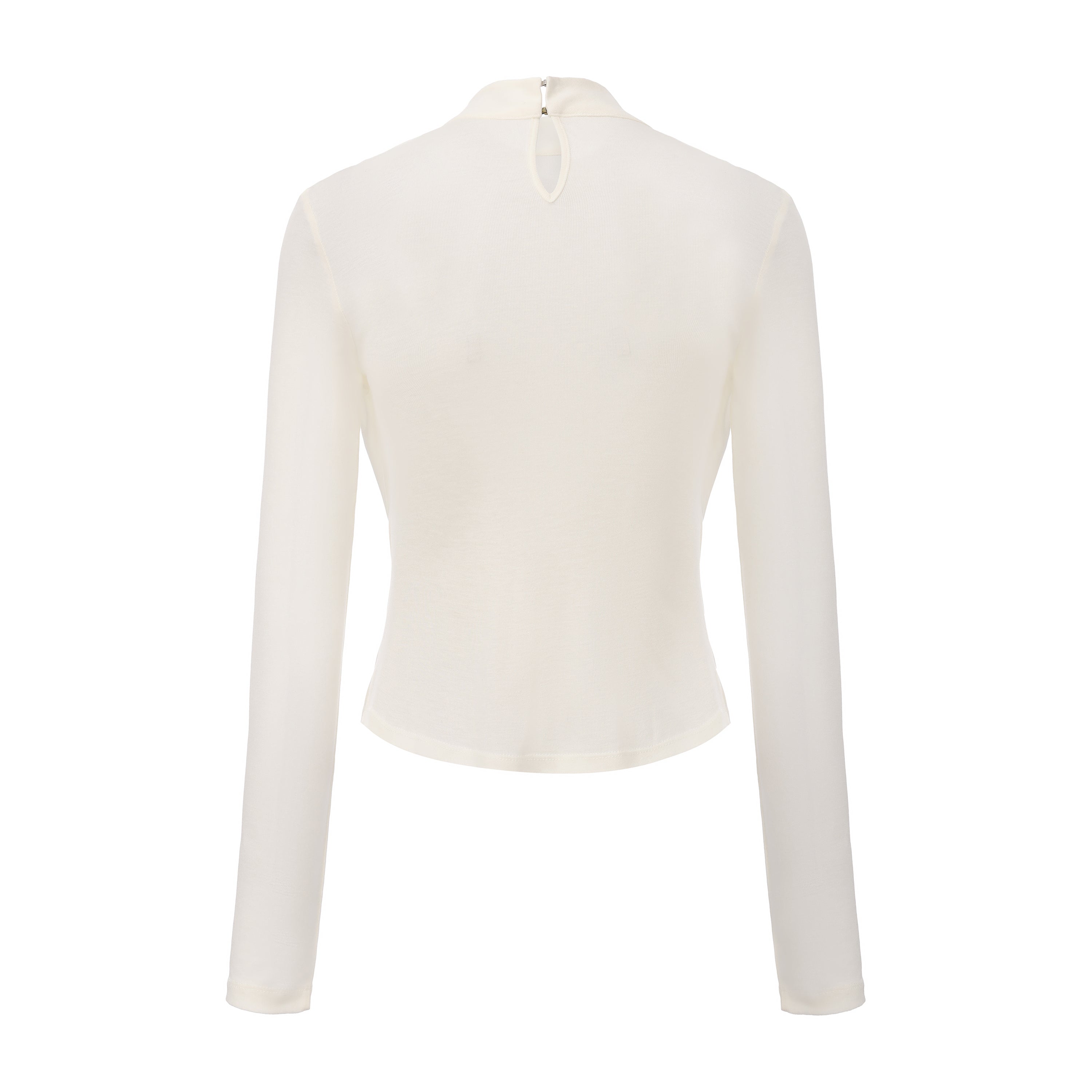 White Beaded Mock-Neck False Two-Piece Top