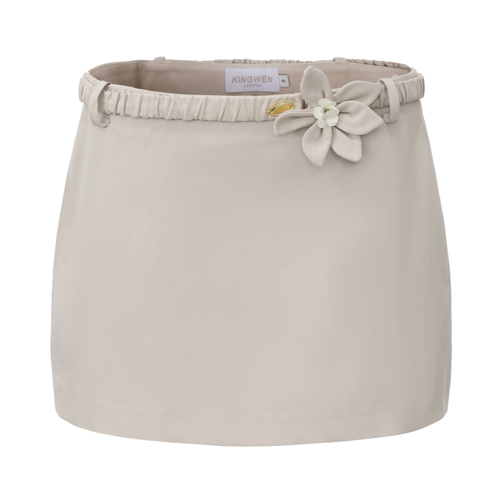 Light Grey A-Line Skirt with Beaded