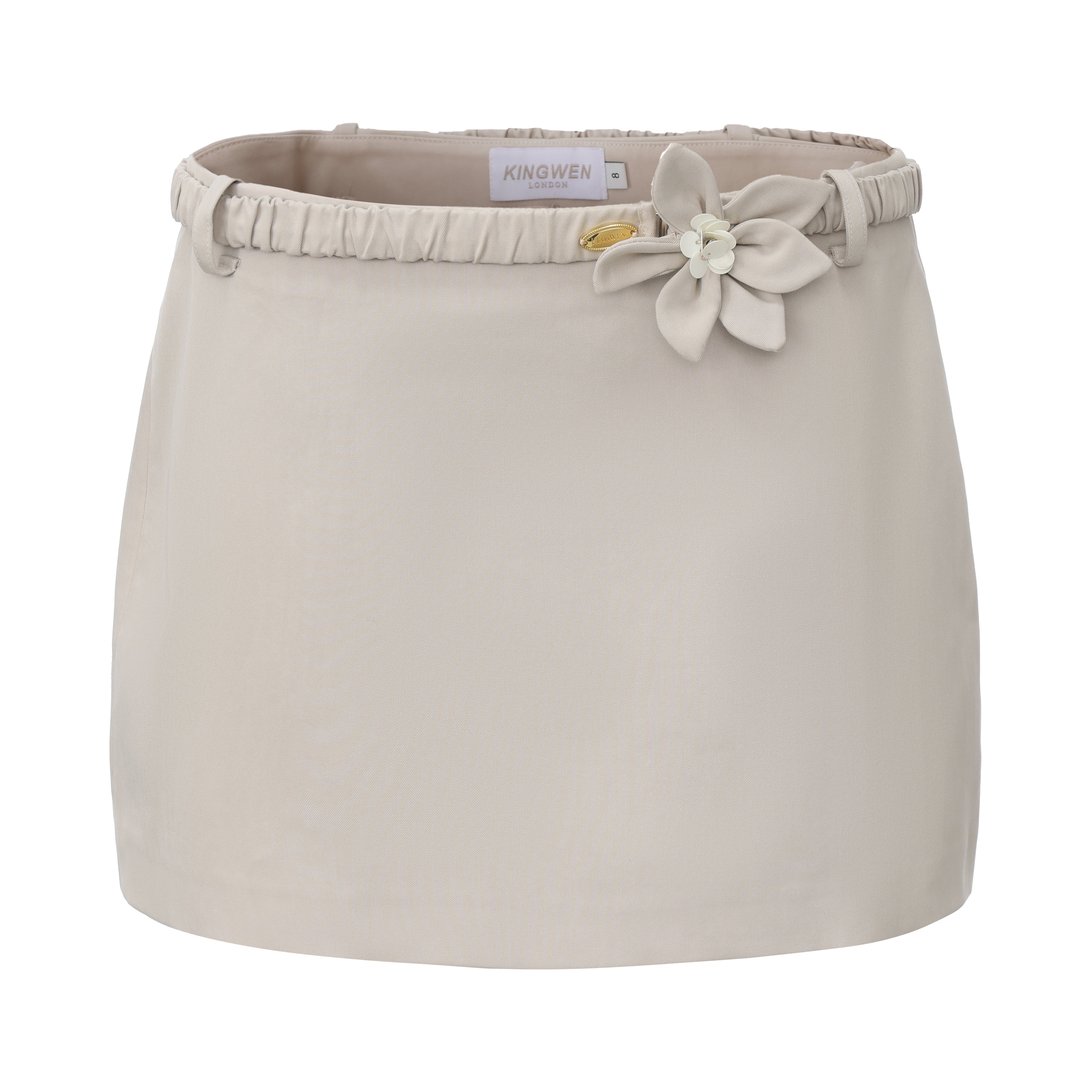 Light Grey A-Line Skirt with Beaded