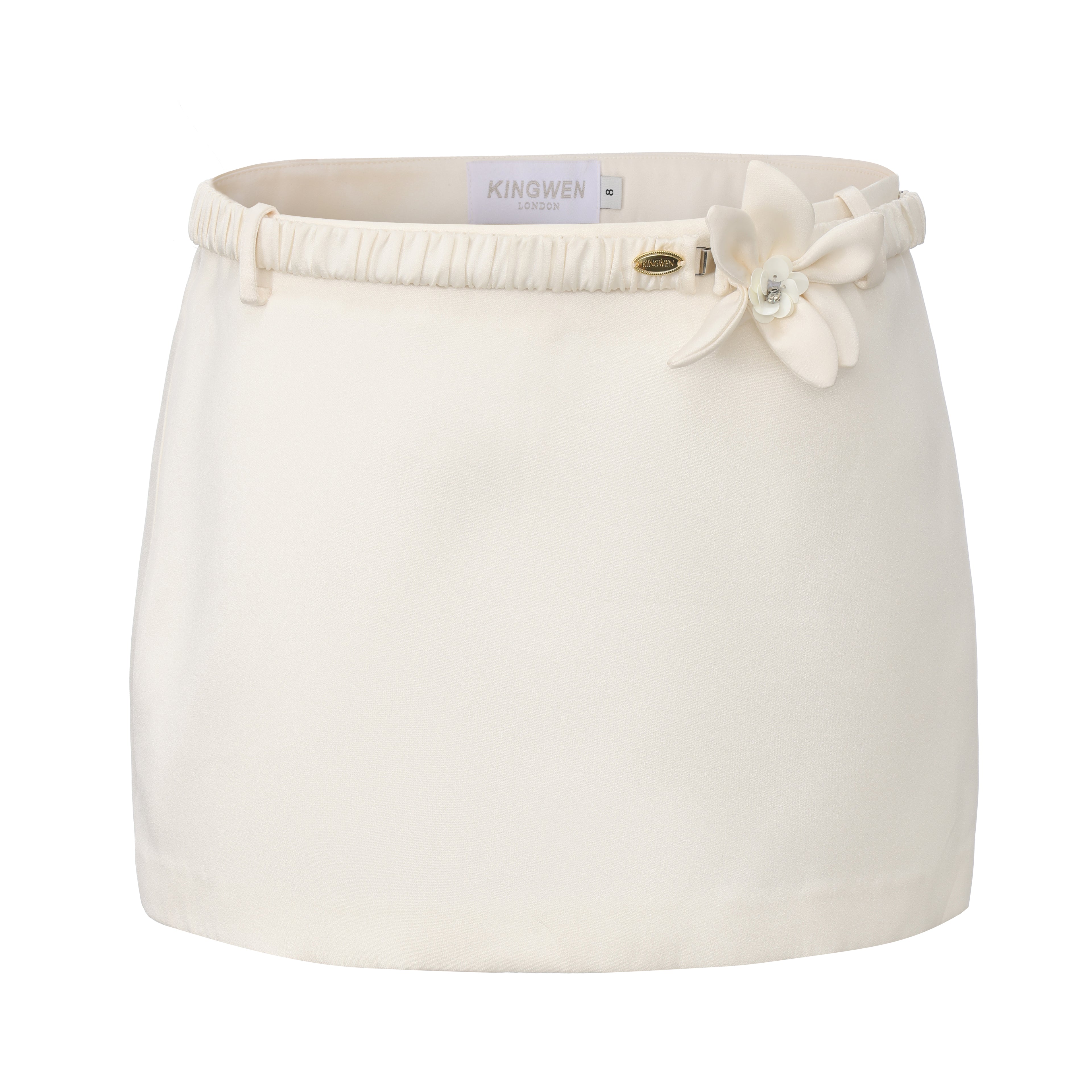 White A-Line Skirt with Beaded