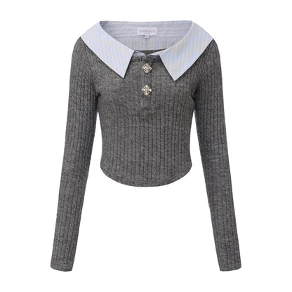 Gray Knit Patchwork Base Layer