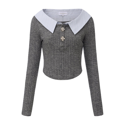 Gray Knit Patchwork Base Layer