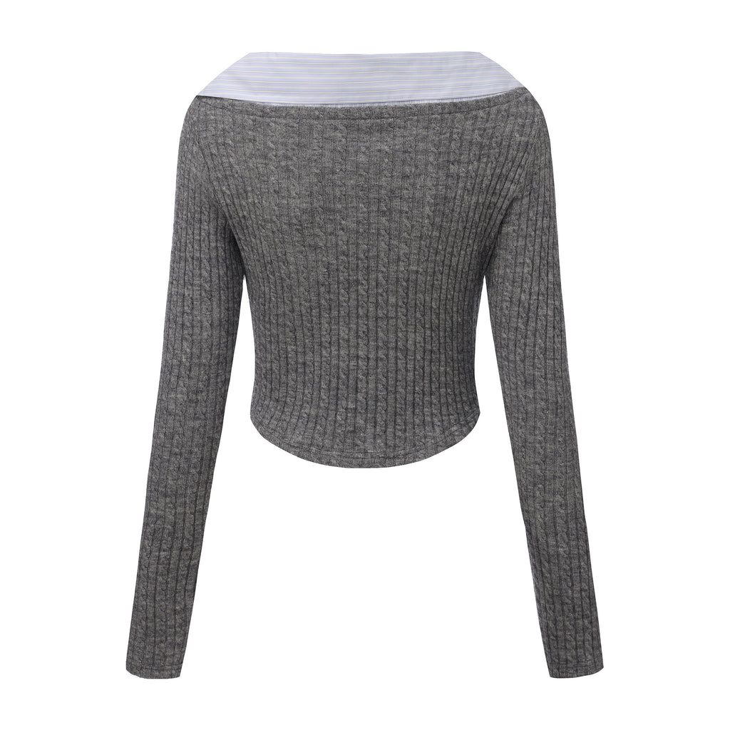 Gray Knit Patchwork Base Layer