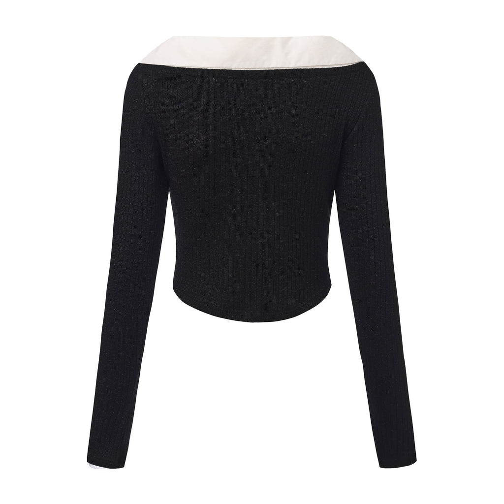 Black Knit Patchwork Base Layer