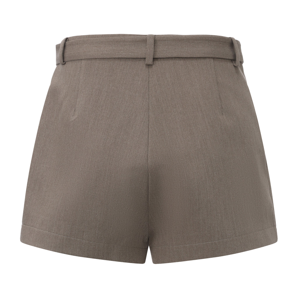 Warm Grey Wide Belt Shorts