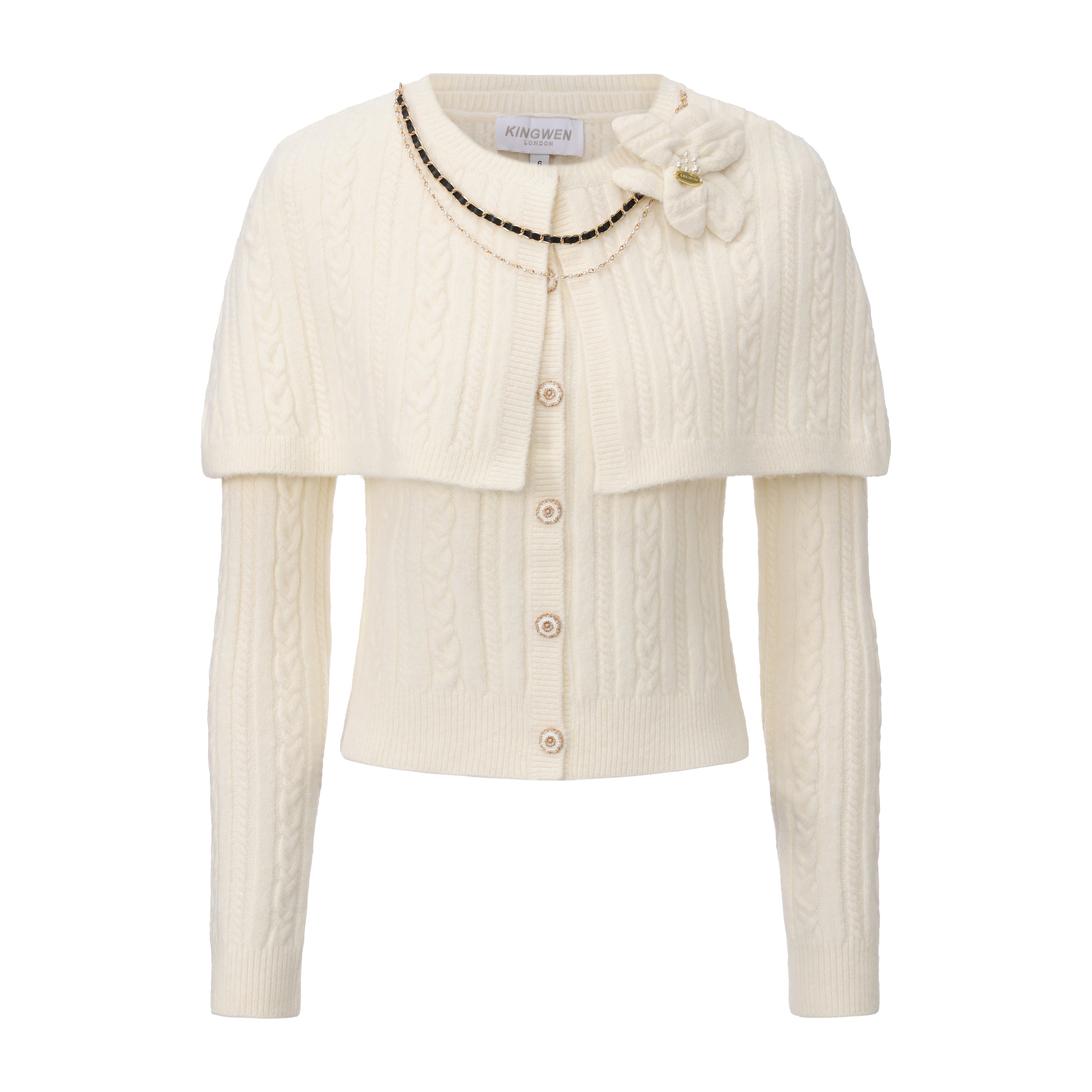 White Iris Pearl Knit Cape Cardigan / Pants