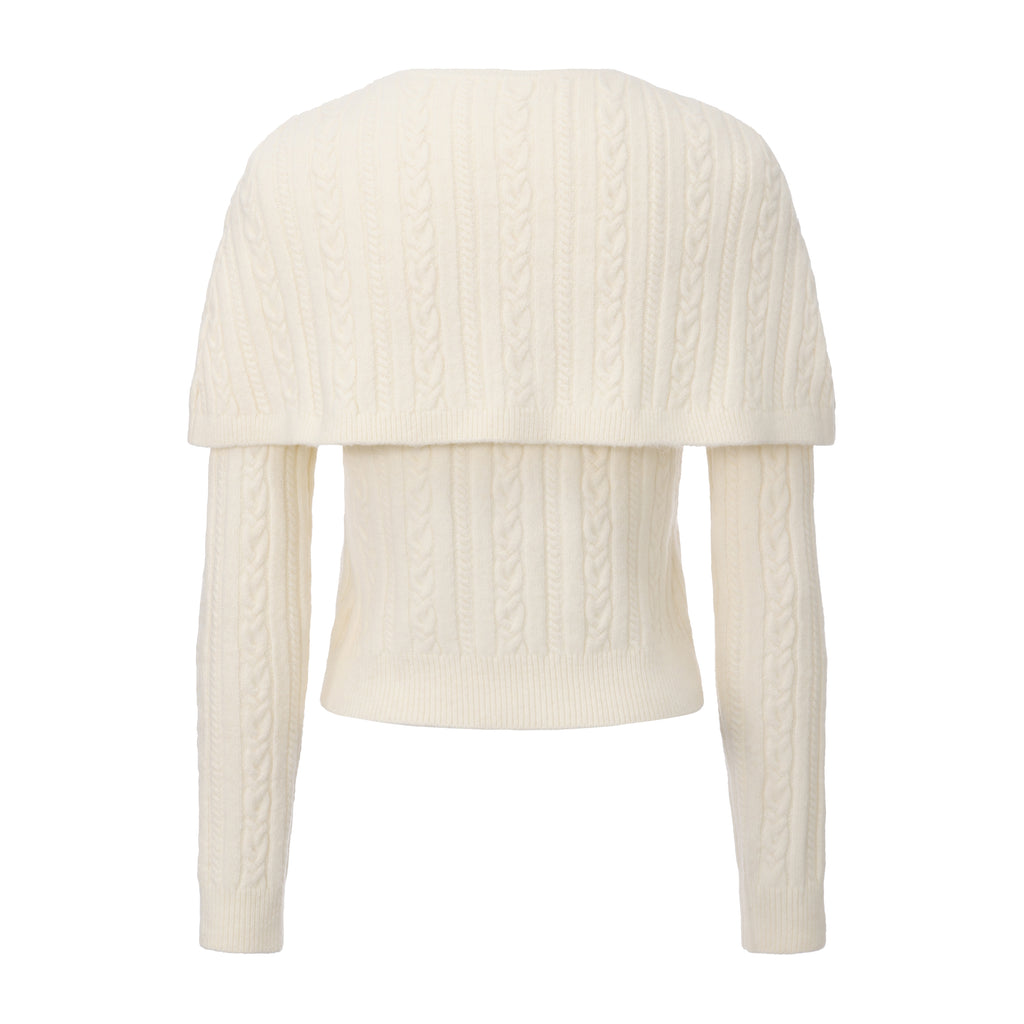 White Iris Pearl Knit Cape Cardigan / Pants