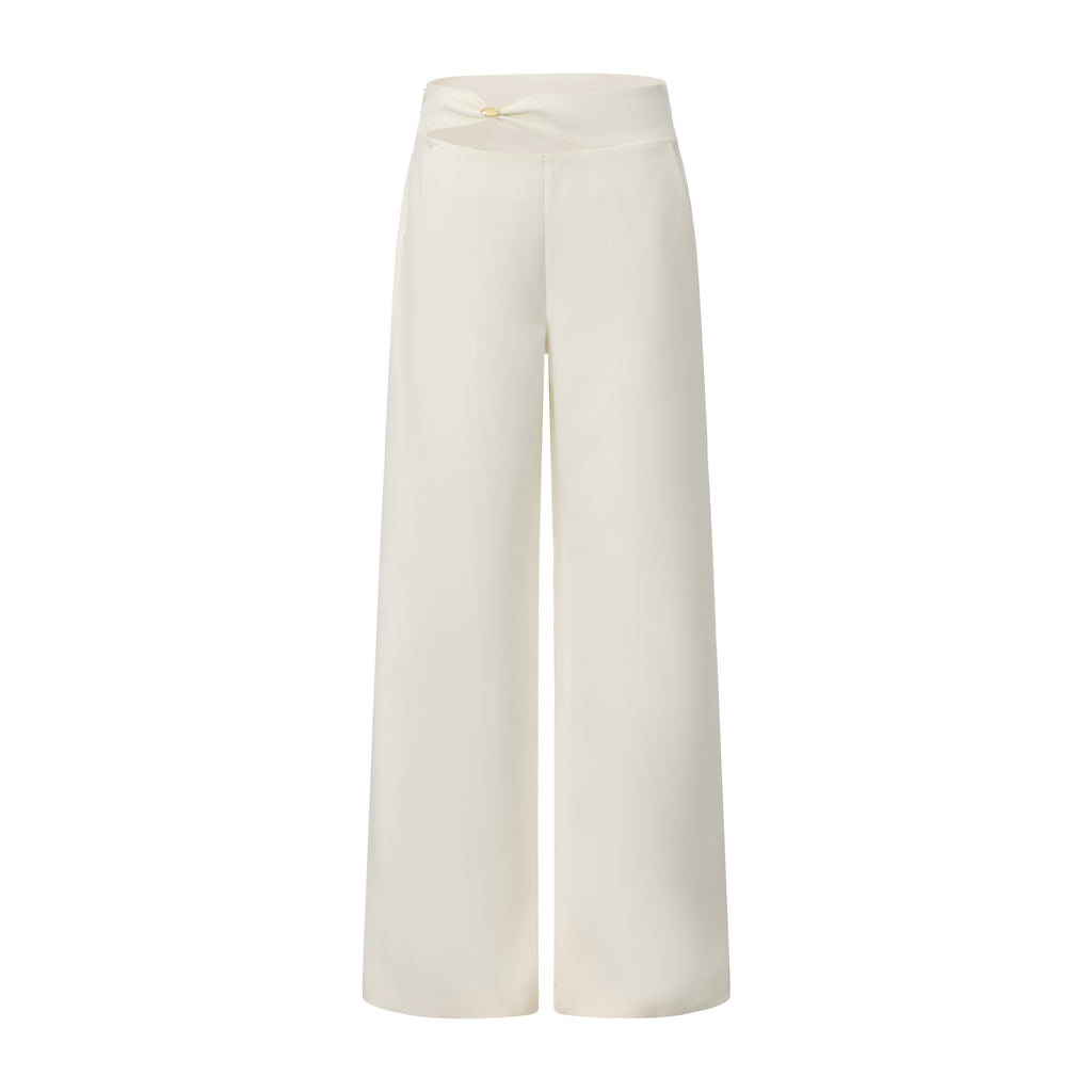 Off-White Bow Hollow Spliced Straight-Leg Pants