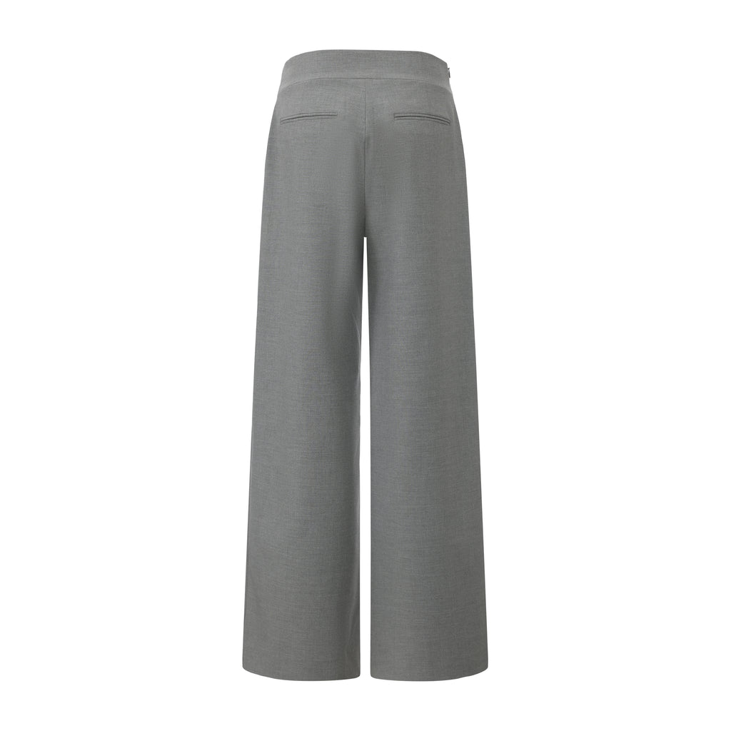 Warm Grey Bow Hollow Spliced Straight-Leg Pants