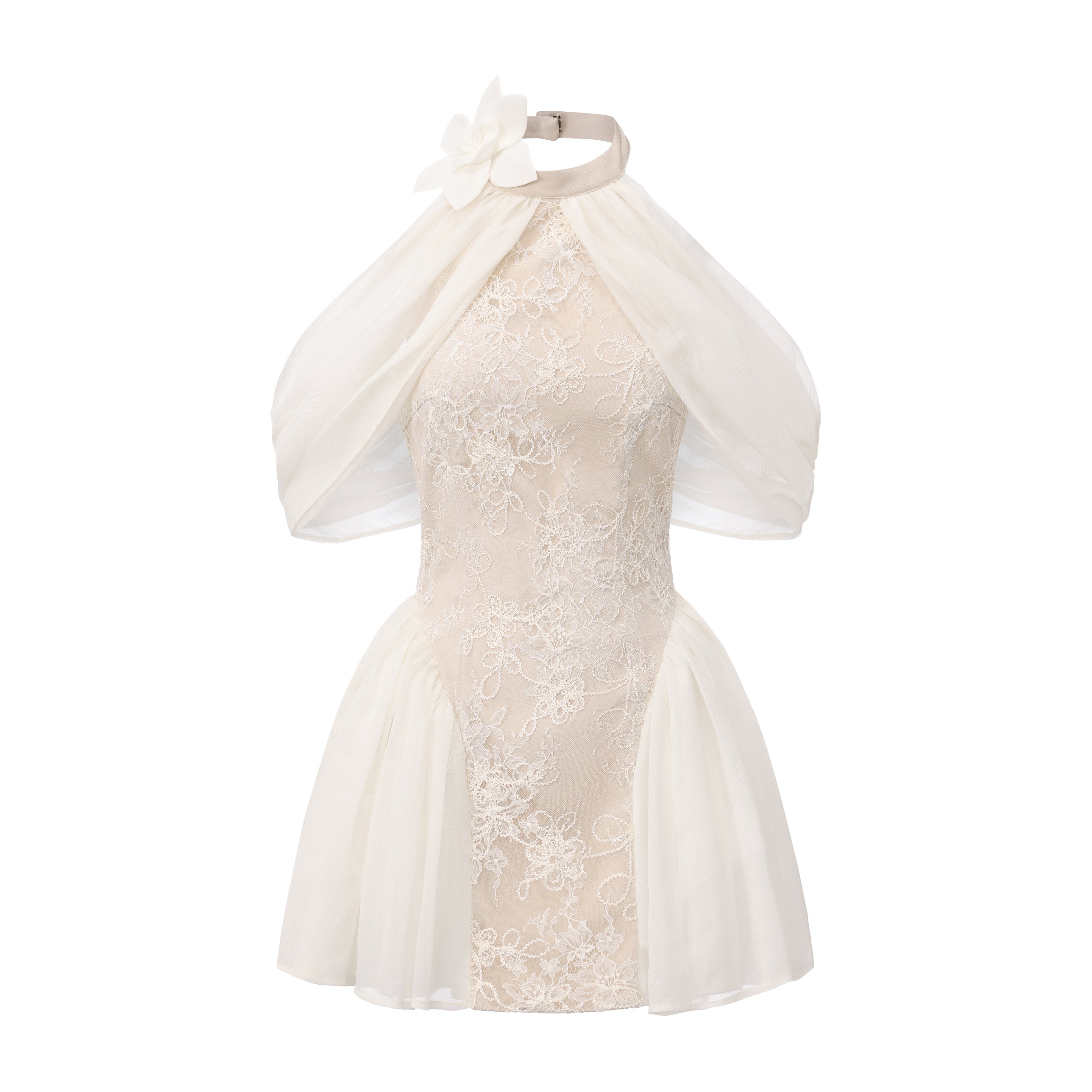 White Heavy-Duty Lace A-line Dress