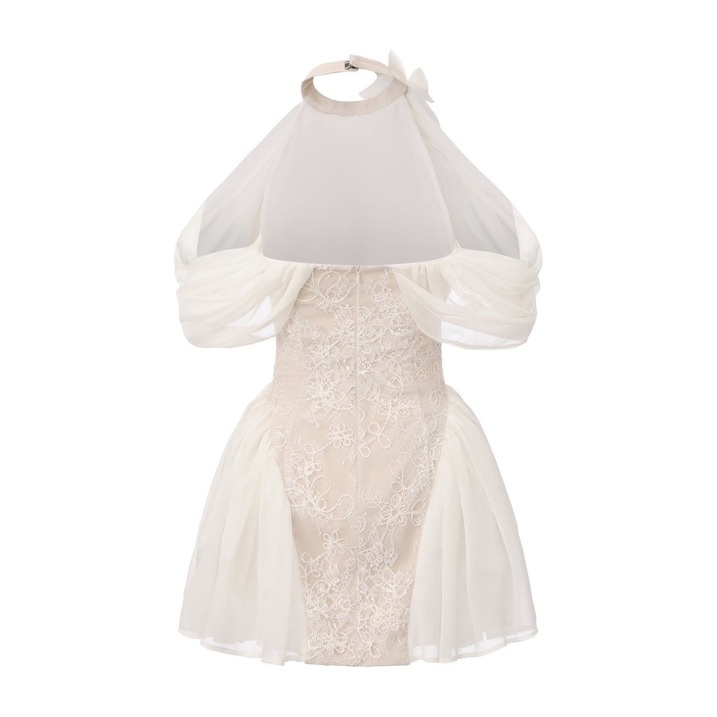 White Heavy-Duty Lace A-line Dress