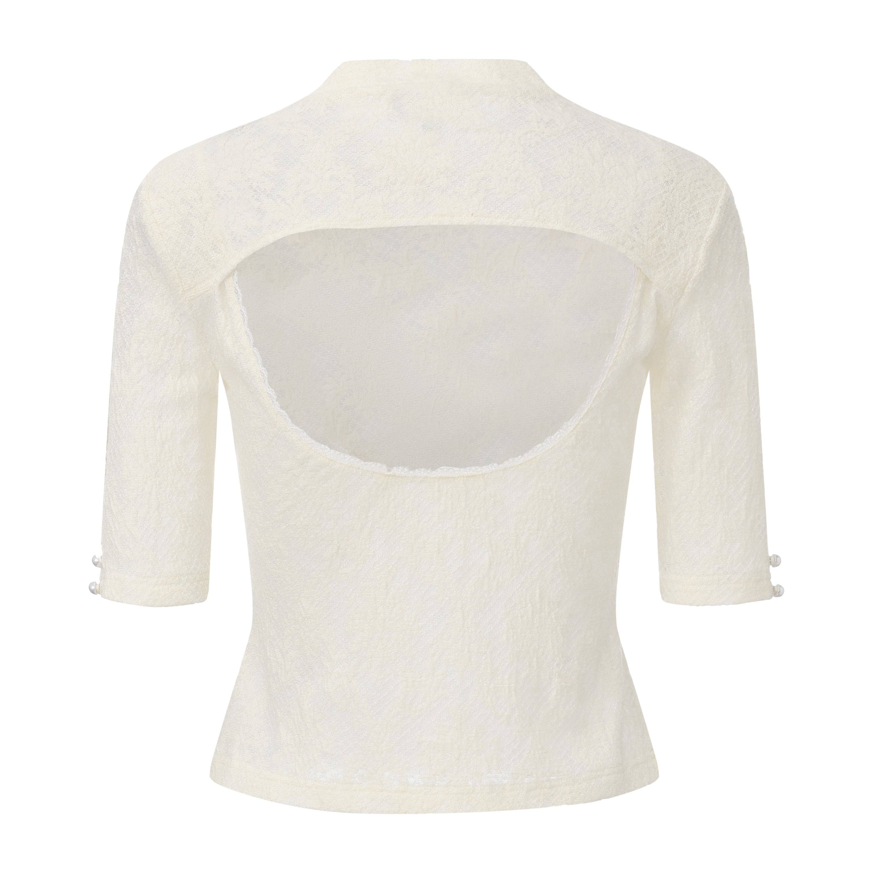 Beige Lace Mid-Neck Layering Top