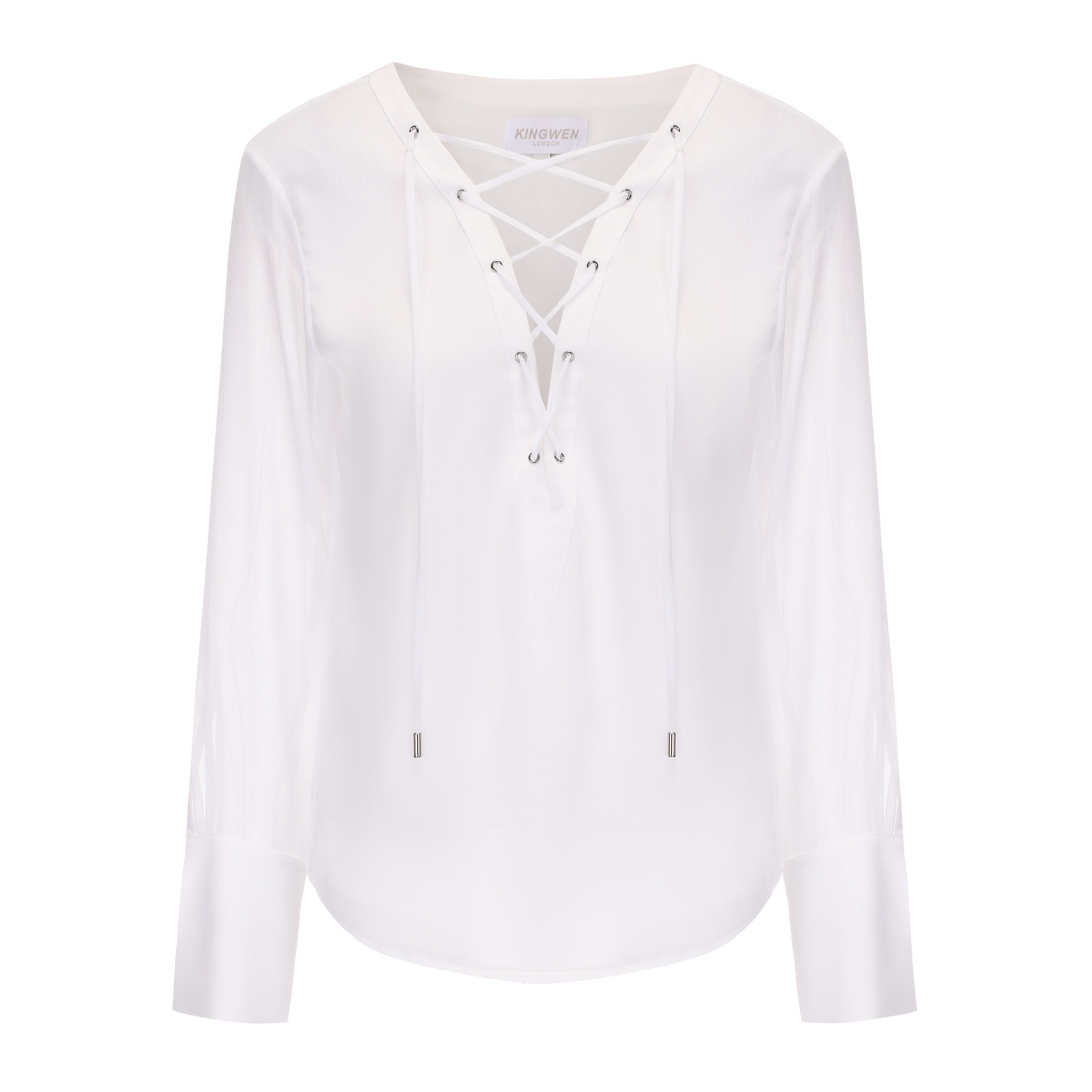 White V-neck Chiffon Shirt