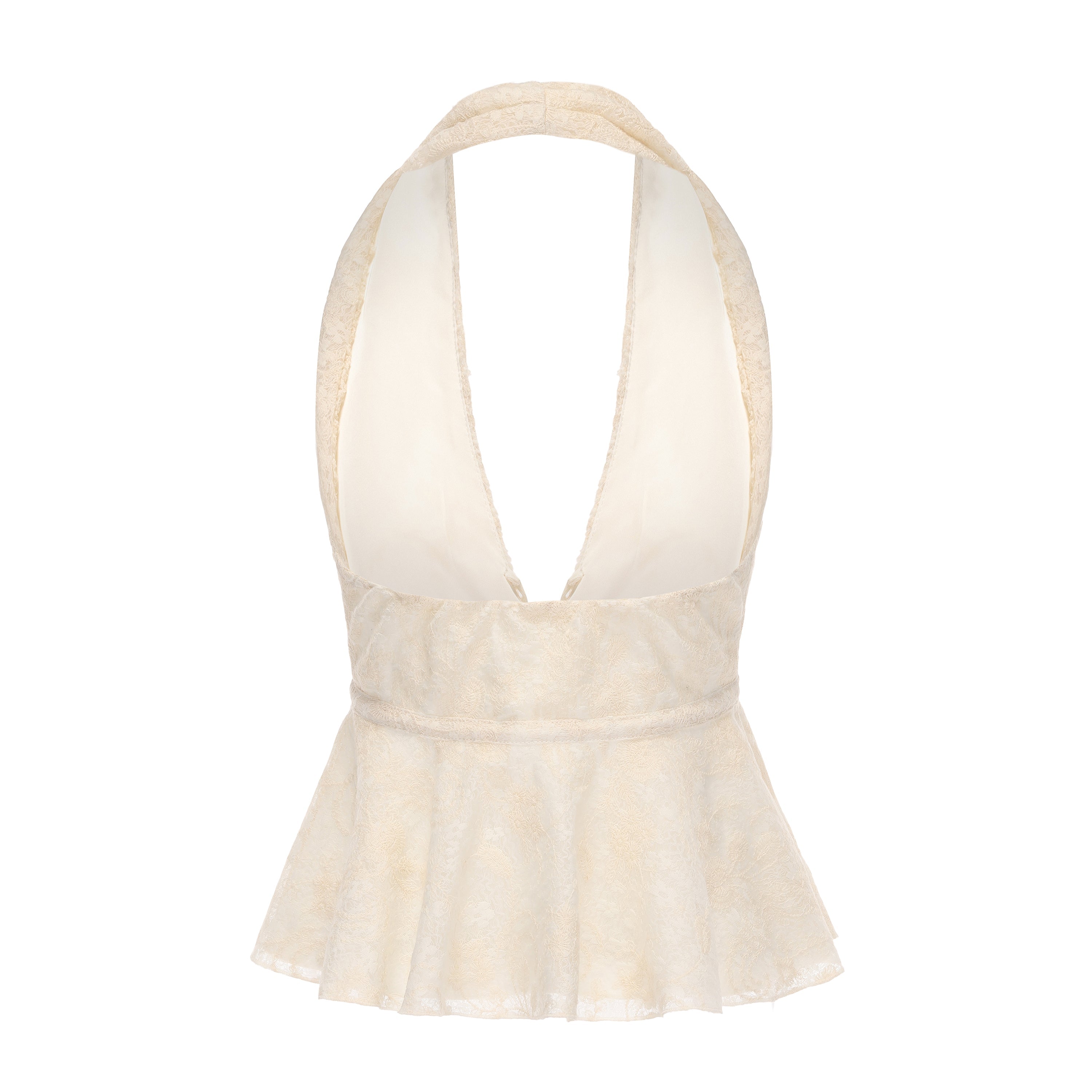 Beige Jacquard Halter Top