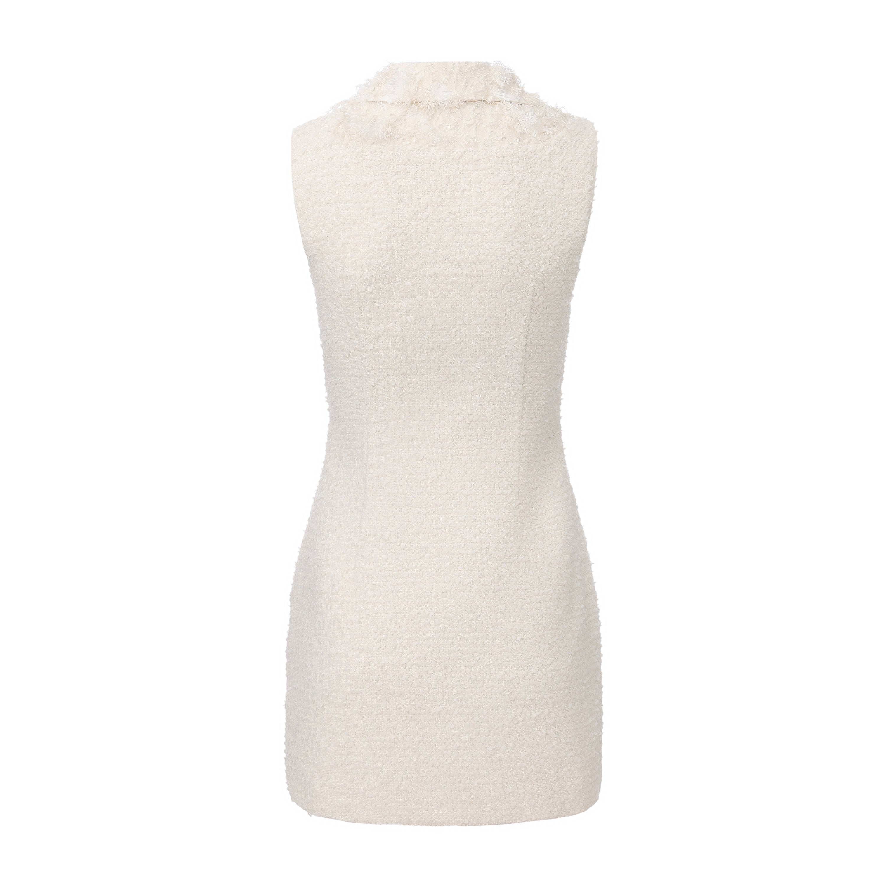 White Xiang-Style Collar-Patchwork Dress