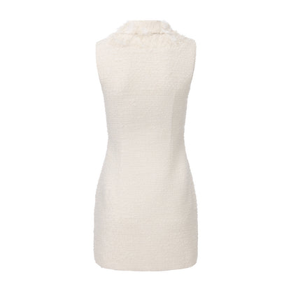 White Xiang-Style Collar-Patchwork Dress
