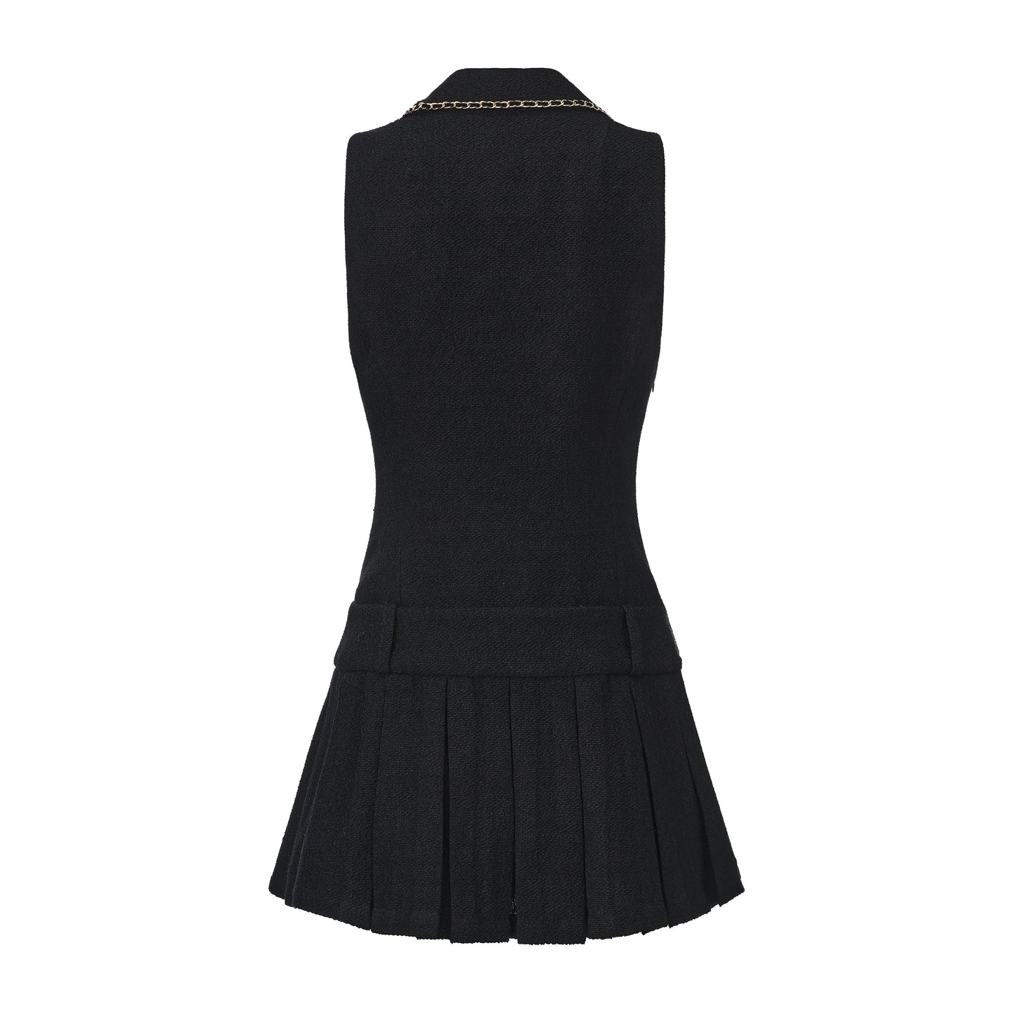 Black Tweed Pleated Dress