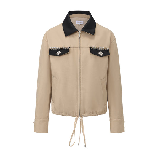 Light Coffee short Beaded Jacket