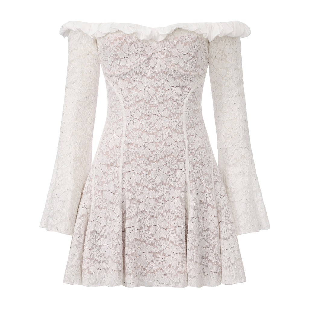 White Lace Off-The-Shoulder Dress