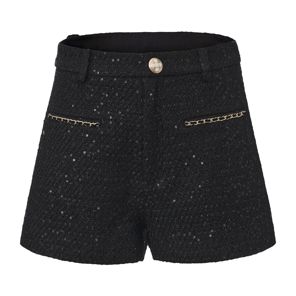 Black Tweed Shorts