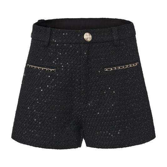 Black Tweed Shorts