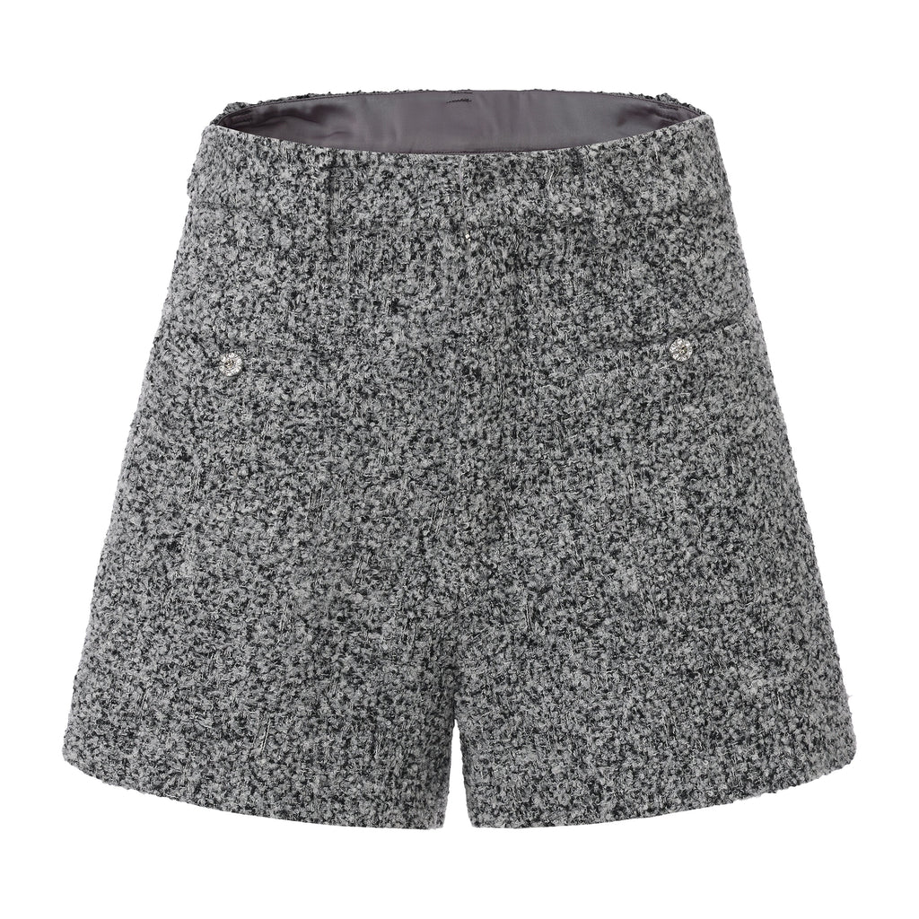 Gray Looped Woolen Shorts