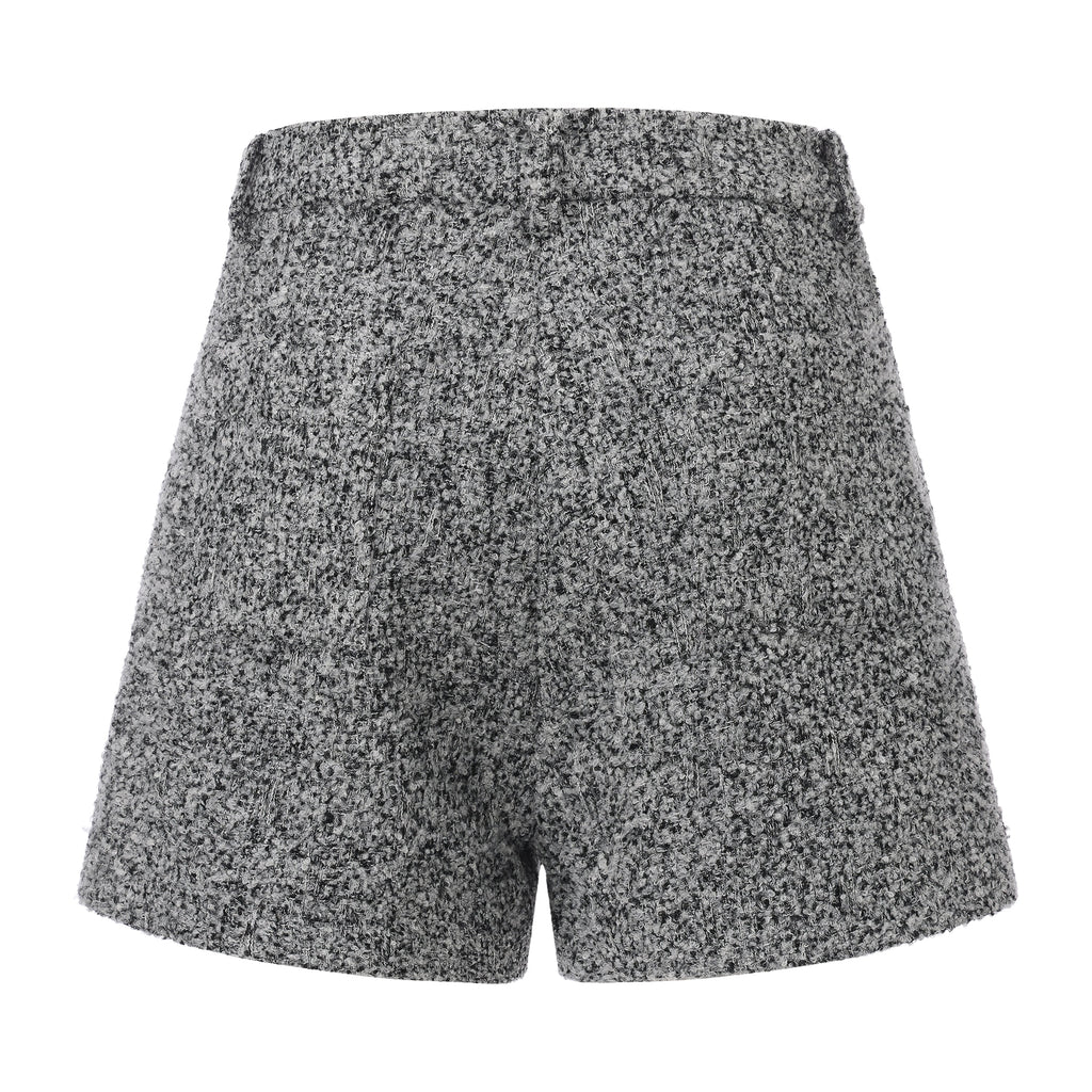 Gray Looped Woolen Shorts