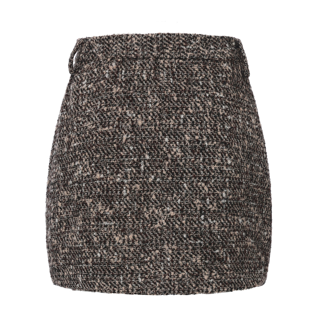 Coffee-Colered Tweed Pencil Skirt