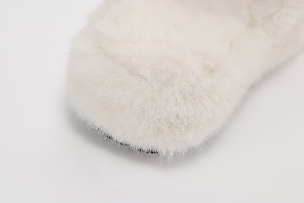 White Platform Chain Pearl Furry Slippers