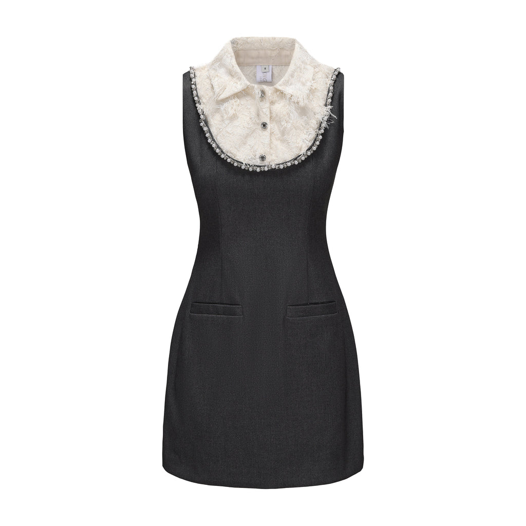 Gray Collar-Patchwork Dress