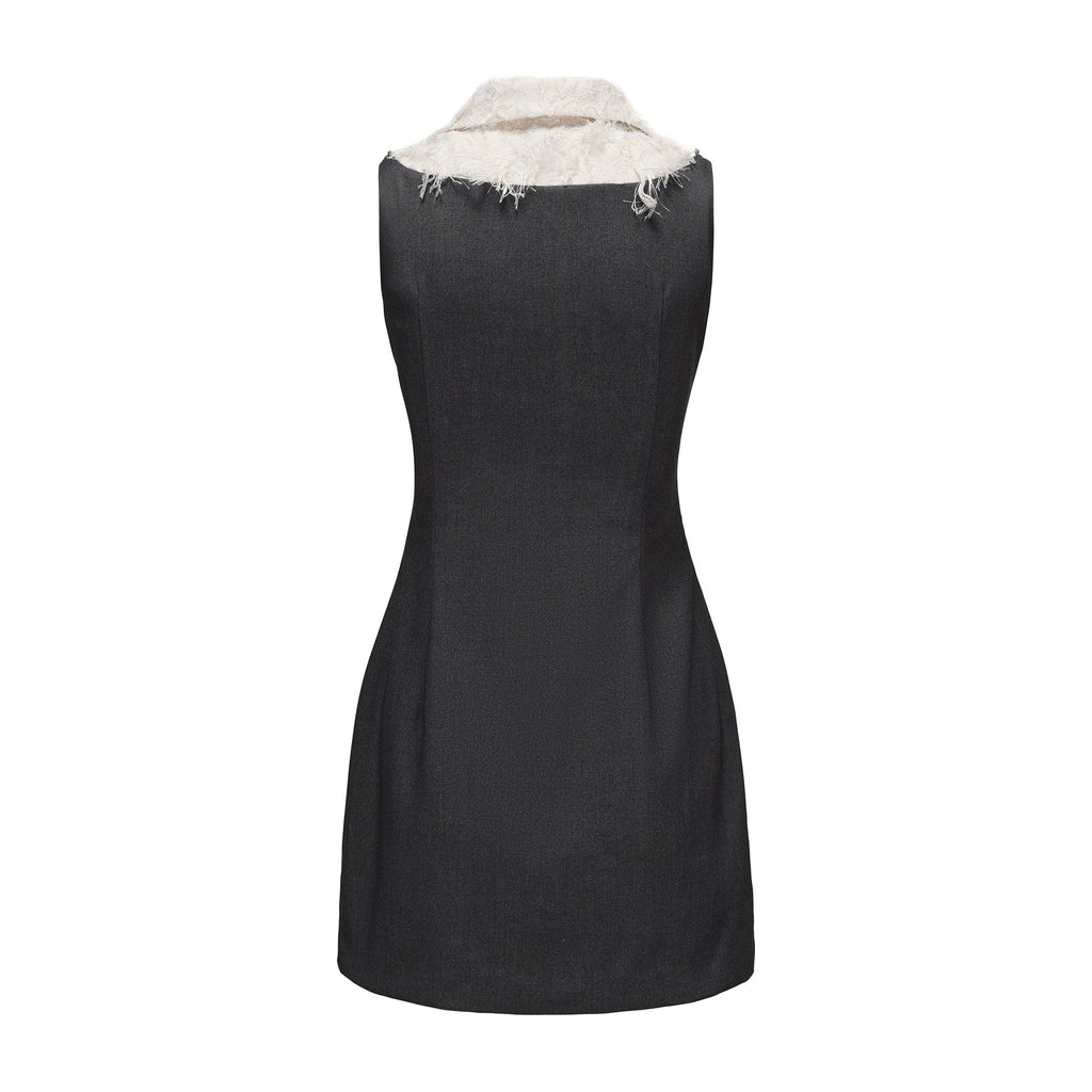 Gray Collar-Patchwork Dress