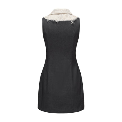 Gray Collar-Patchwork Dress