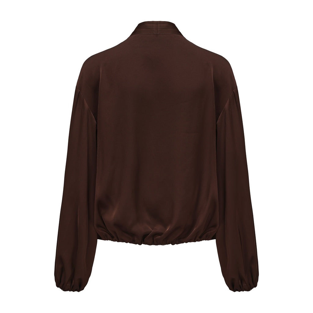 Brown Satin Ribbon Shirt