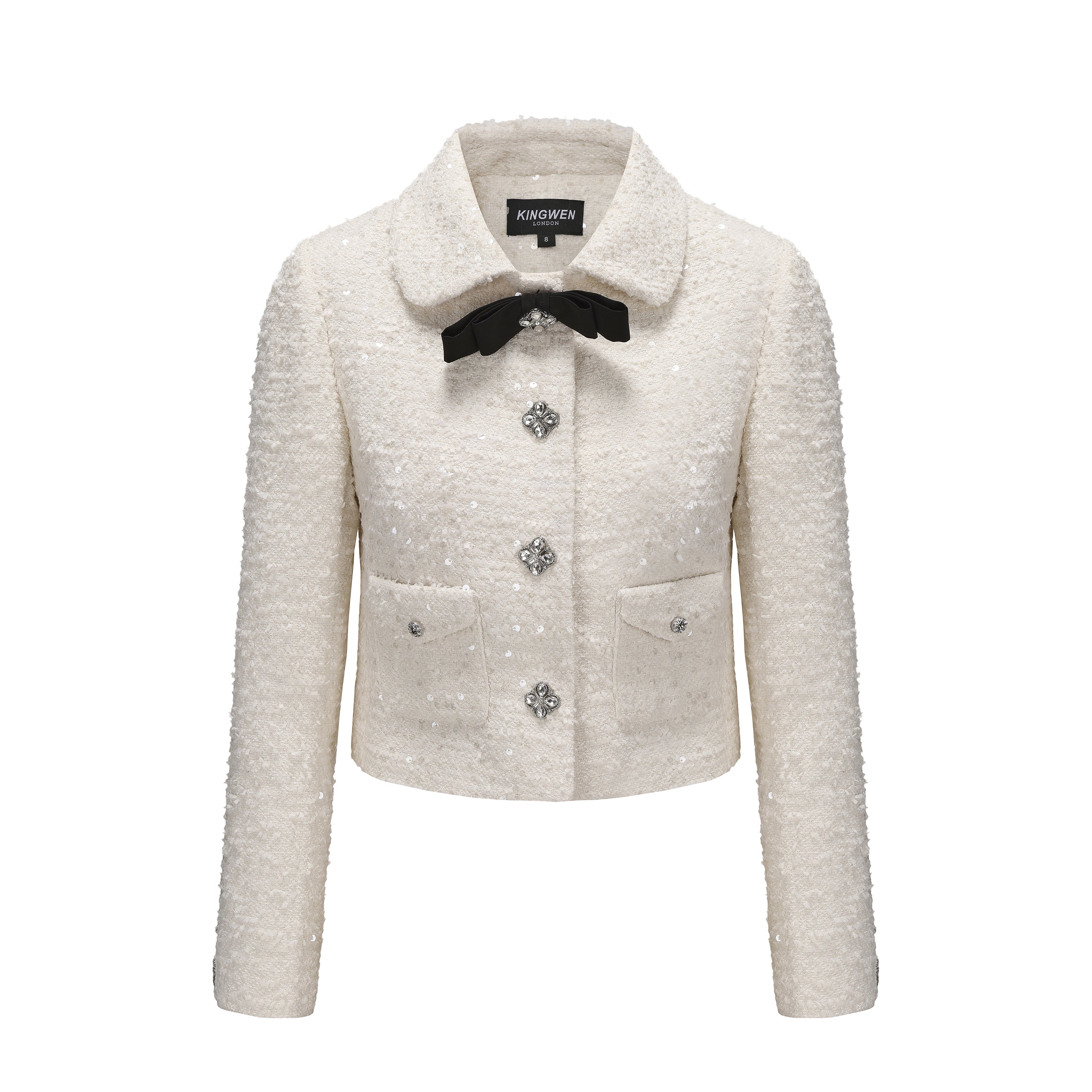 White Tweed Bow Jacket (Detachable Bow)