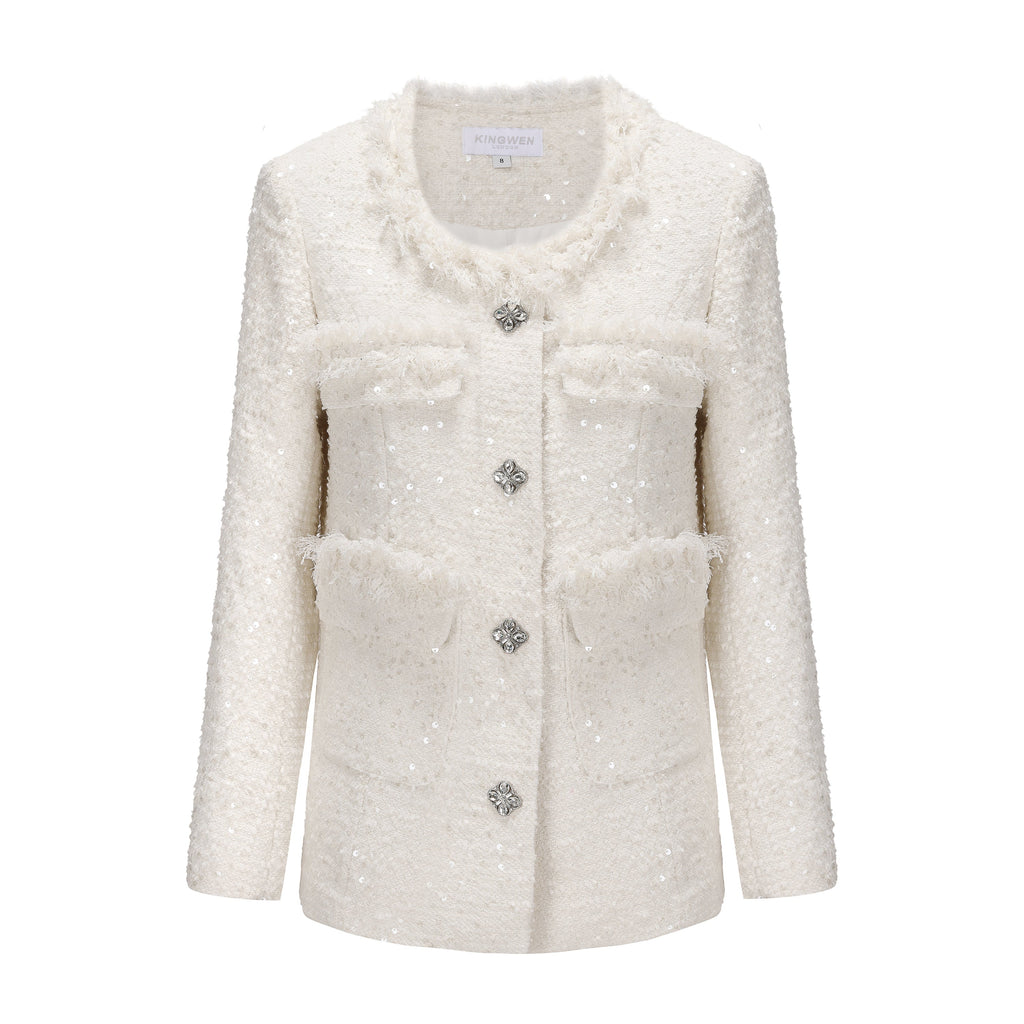 White Long Tweed Jacket
