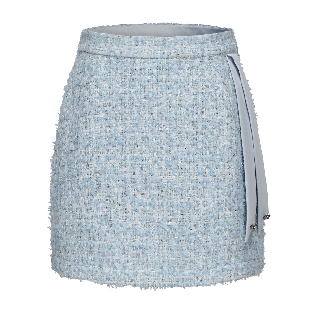 Blue Tweed Pencil Skirt