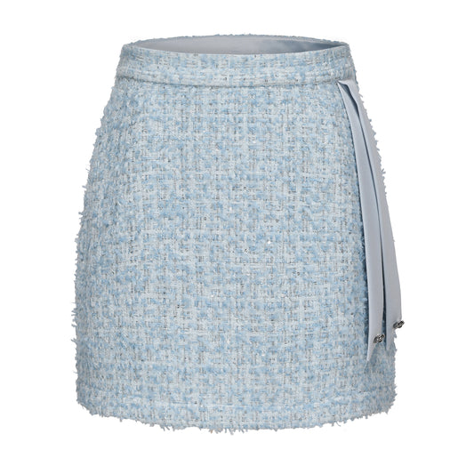 Blue Tweed Pencil Skirt